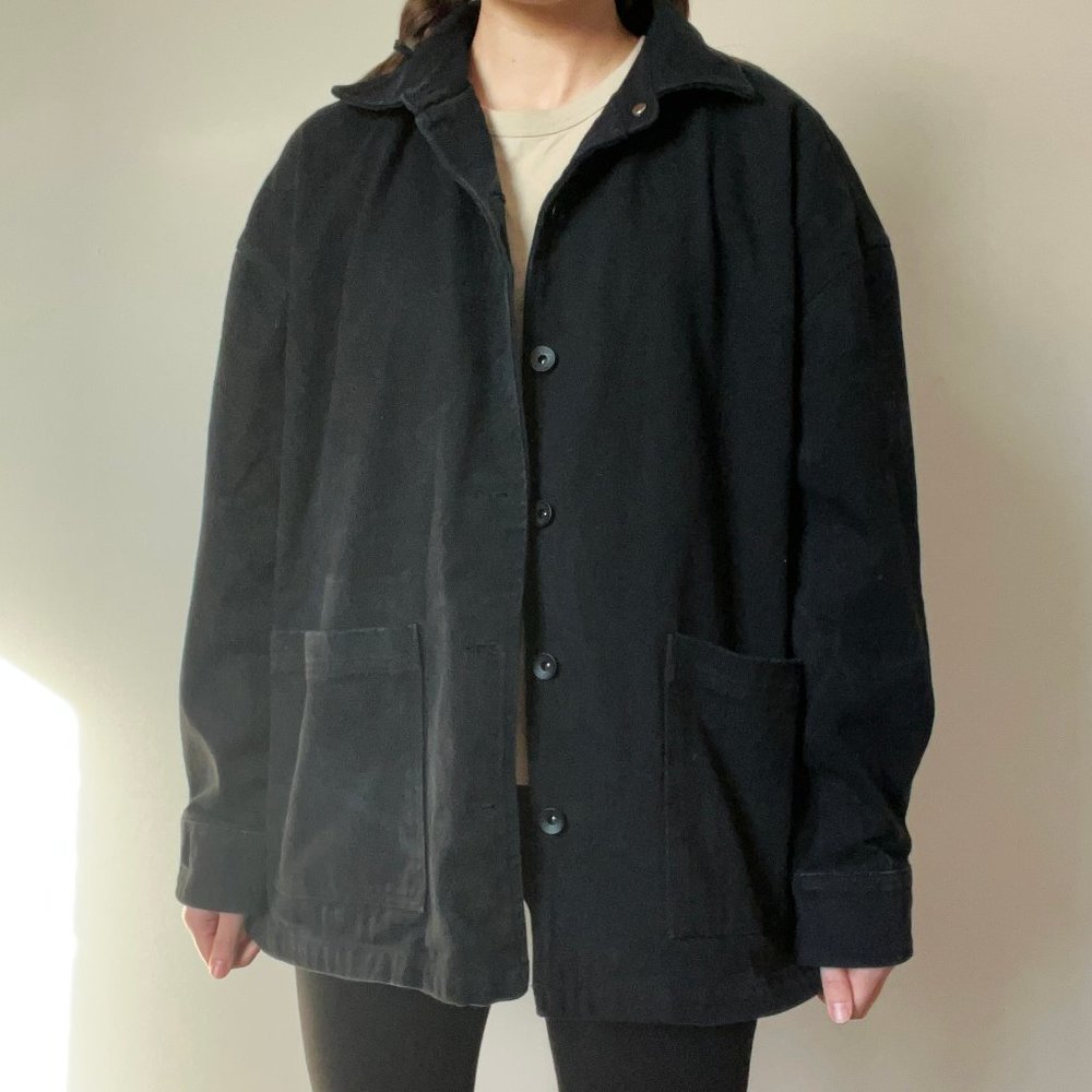 Lazy Oaf Black Denim Chore Jacket Sz Small